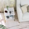 Modern Gold Metal White Wood Top Nightstand
