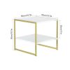Modern Gold Metal White Wood Top Nightstand