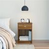 Rustic Brown Oak Farmhouse Bedroom Nightstand