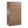 Modern 5-Drawer Bedroom Dresser in Rustic Walnut Wood Finish