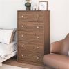 Modern 5-Drawer Bedroom Dresser in Rustic Walnut Wood Finish