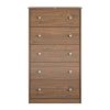 Modern 5-Drawer Bedroom Dresser in Rustic Walnut Wood Finish