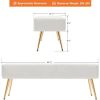 Modern Bench Ottoman with White Ivory PU Leather Seat and Gold Metal Legs