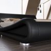 Modern King size Black Platform Bed Frame with Sleigh Curved Headboard
