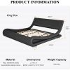 Modern King size Black Platform Bed Frame with Sleigh Curved Headboard