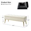 Modern Bed Storage Bench with Ivory Velvet Seat
