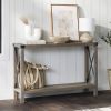 Industrial Farmhouse Entryway Table in Taupe Grey Wood Finish