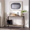 Industrial Farmhouse Entryway Table in Taupe Grey Wood Finish