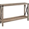 Industrial Farmhouse Entryway Table in Taupe Grey Wood Finish