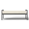 Modern Bench with Black Metal Frame and Cream Upholstered Cushion