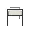 Modern Bench with Black Metal Frame and Cream Upholstered Cushion