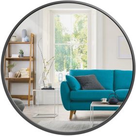 36 Inch Round Wall Mirror in Matte Black