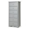 Modern Grey 6 Drawer Tall Wood Dresser