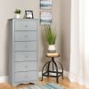 Modern Grey 6 Drawer Tall Wood Dresser