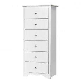 Modern White 6 Drawer Tall Wood Dresser