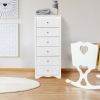 Modern White 6 Drawer Tall Wood Dresser