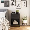 Modern Bedroom Nightstand in Rustic Black Wood Finish
