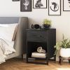 Modern Bedroom Nightstand in Rustic Black Wood Finish