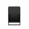 Modern Bedroom Nightstand in Rustic Black Wood Finish
