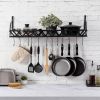 Wall Mounted Kitchen Pot Rack with 12 Hanging Hooks