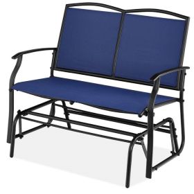 Patio Loveseat Swing Glider Rocker with Armrests in Navy Blue