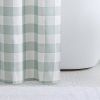 Shower Curtain with Green White Plaid Pattern