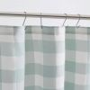 Shower Curtain with Green White Plaid Pattern
