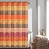 Orange Teal Floral Damask Boho Birds Shower Curtain