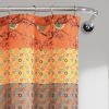 Orange Teal Floral Damask Boho Birds Shower Curtain