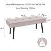 Mid-Century Pink Corduroy Upholstered Bench with Black Metal Legs