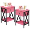 Rustic Nightstand Bedside Table in Pink and Black