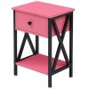 Rustic Nightstand Bedside Table in Pink and Black