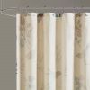 Vintage Birds Leaf Floral Print Shower Curtain in Beige Khaki