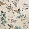 Vintage Birds Leaf Floral Print Shower Curtain in Beige Khaki