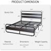 Queen Metal Frame Platform Bed with Black Wood Panel Headboard