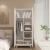 Mid-Century 2-Door Bedroom Armoire in White