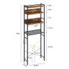 Modern Over the Toilet Shelving Unit in Black Metal Brown Wood