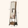 Rustic Brown Jewelry Armoire Organizer Mirror on Wheels
