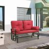 Patio Rocking Loveseat with Red Cushions