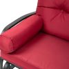 Patio Rocking Loveseat with Red Cushions