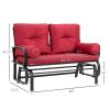 Patio Rocking Loveseat with Red Cushions