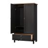 Bedroom Armoire with Bottom Storage Drawer in Black Oak Finish