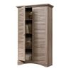 Farmhouse Armoire w/ Louver Doors in Light Brown Wood Finish