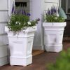 24 inch High Self Watering Planter Box in White Plastic Resin