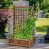 Farmhouse Garden Planter Box with 48-inch High Trellis