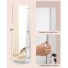 White Wood Jewelry Armoire Freestanding Rotating Mirror