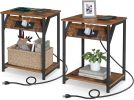 Nightstand End Tables Charging Station with 2 USB ports