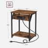 Nightstand End Tables Charging Station with 2 USB ports