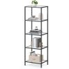 4-Shelve Black Metal Frame Glass Shelf Bookcase