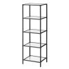 4-Shelve Black Metal Frame Glass Shelf Bookcase